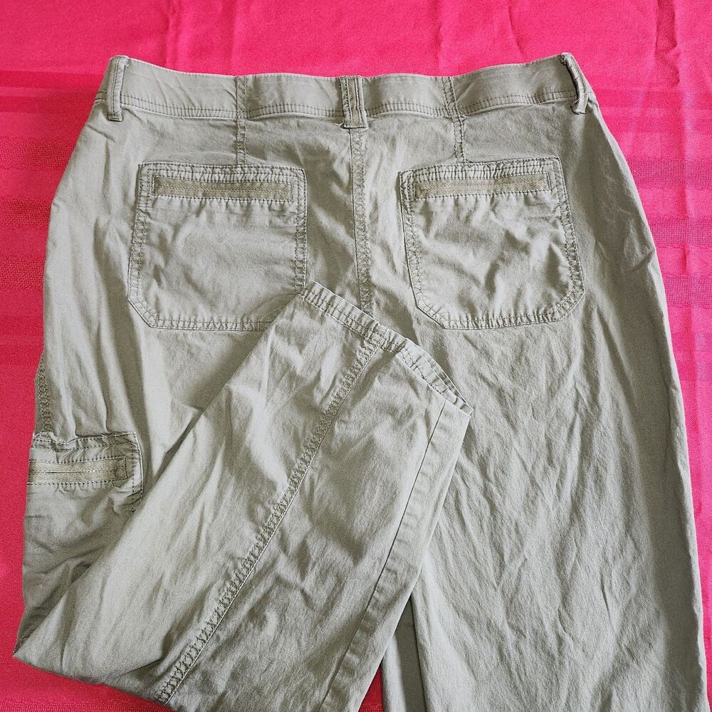 Chico's Cargo Pants Womens 2 US Size 12 Olive Gray Khaki Utility Hiking Gorpcore